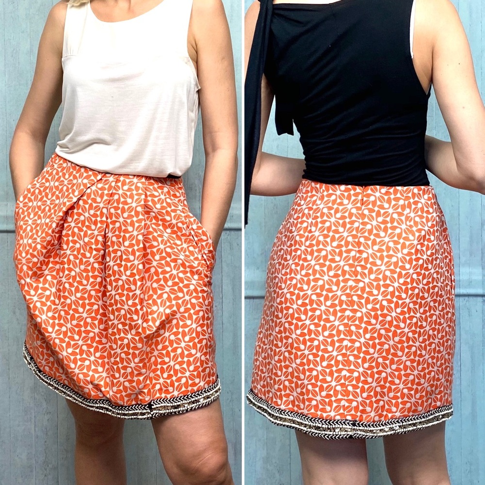 Monocrom Jacquard Skirt beaded pockets Sz.32